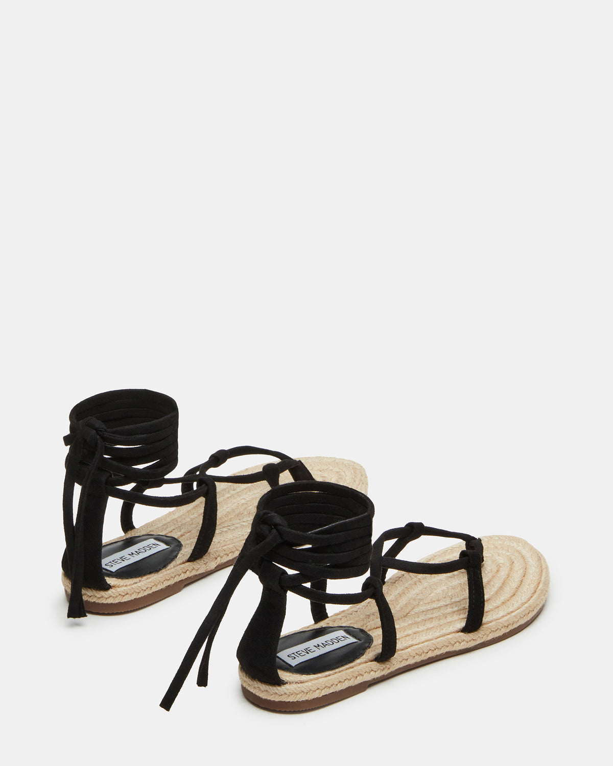 Steve Madden WADE Black Women's Strappy Lace-Up Espadrille Sandal