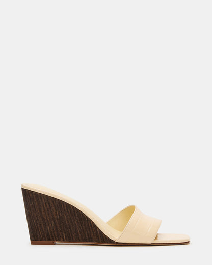 Steve Madden CURCIO Beige Crocodile Square-Toe Women's Wedge Sandal