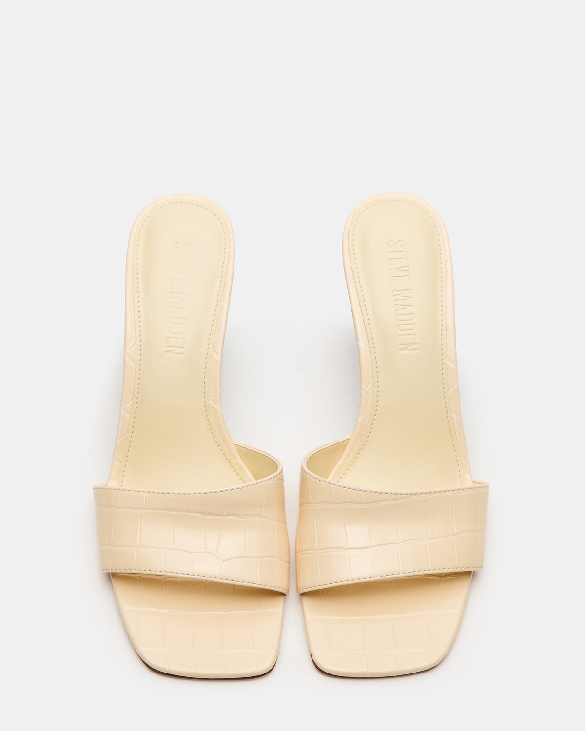 Steve Madden CURCIO Beige Crocodile Square-Toe Women's Wedge Sandal
