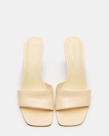 Steve Madden CURCIO Beige Crocodile Square-Toe Women's Wedge Sandal
