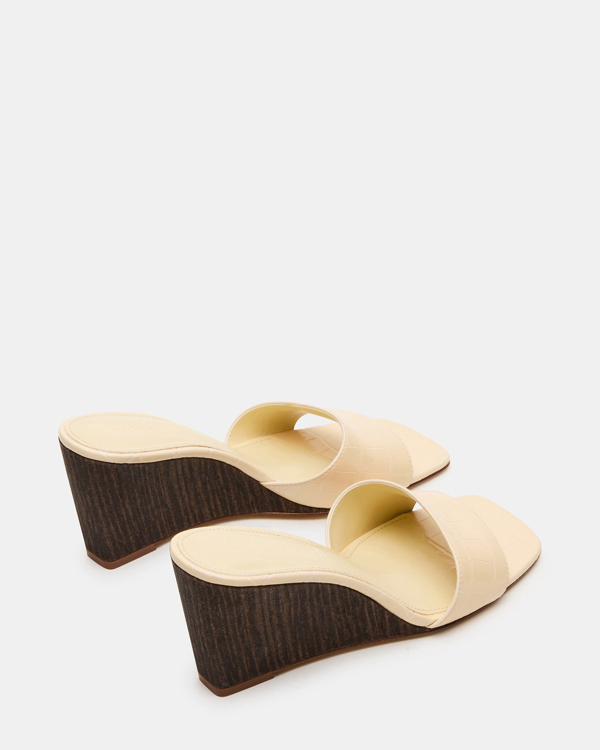 Steve Madden CURCIO Beige Crocodile Square-Toe Women's Wedge Sandal