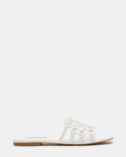Steve Madden LOTUS White Leather Square-Toe Slide Women's Sandal