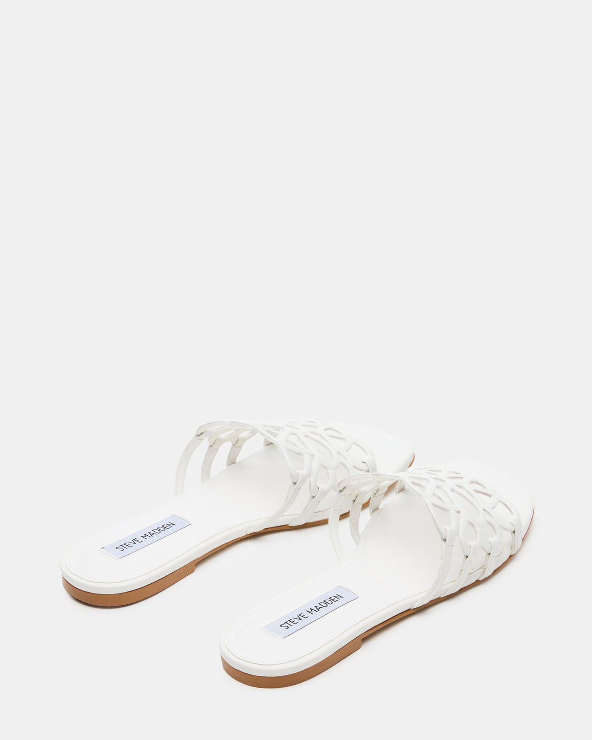 Steve Madden LOTUS White Leather Square-Toe Slide Women's Sandal