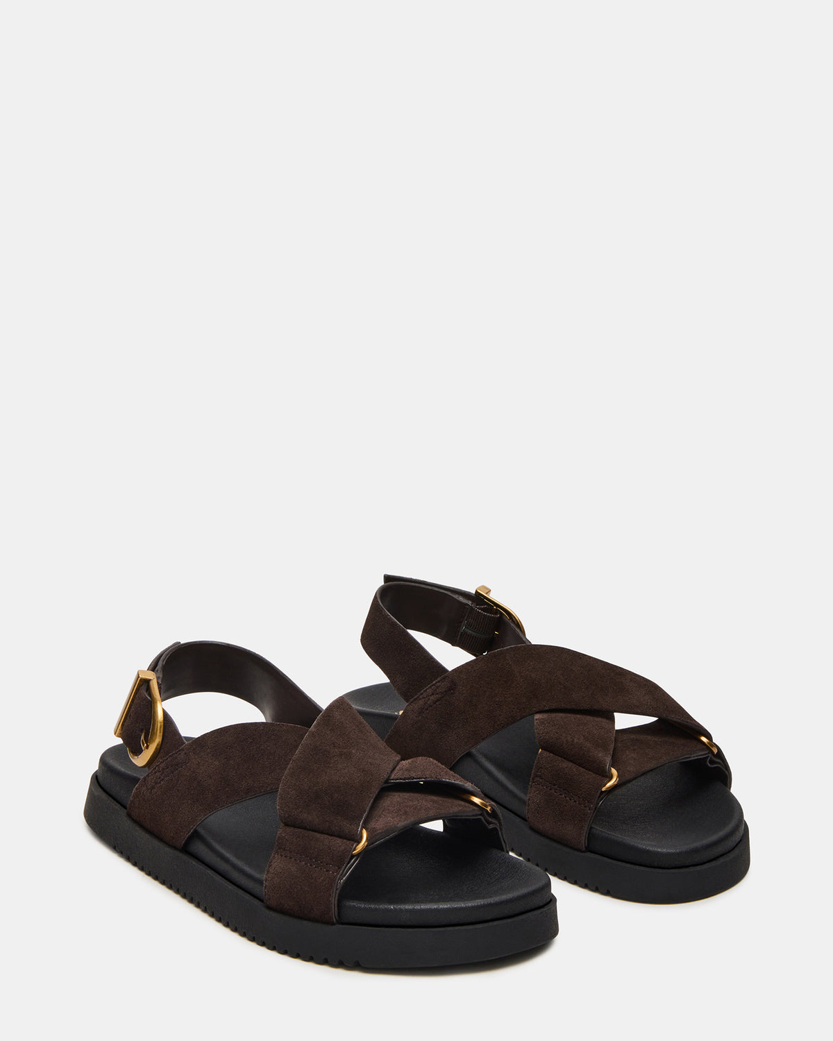 Steve Madden DONELLI Brown Suede Strappy Footbed Women's Sandal