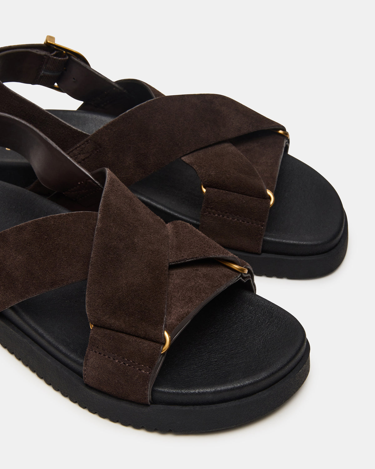 Steve Madden DONELLI Brown Suede Strappy Footbed Women's Sandal