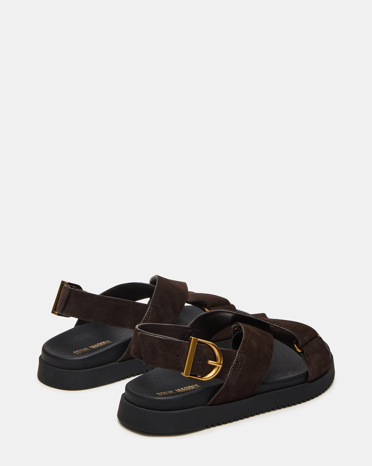 Steve Madden DONELLI Brown Suede Strappy Footbed Women's Sandal