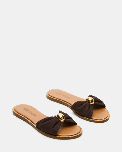 Steve Madden DIPSY Brown Suede Slide Rounded Toe Women's Sandal