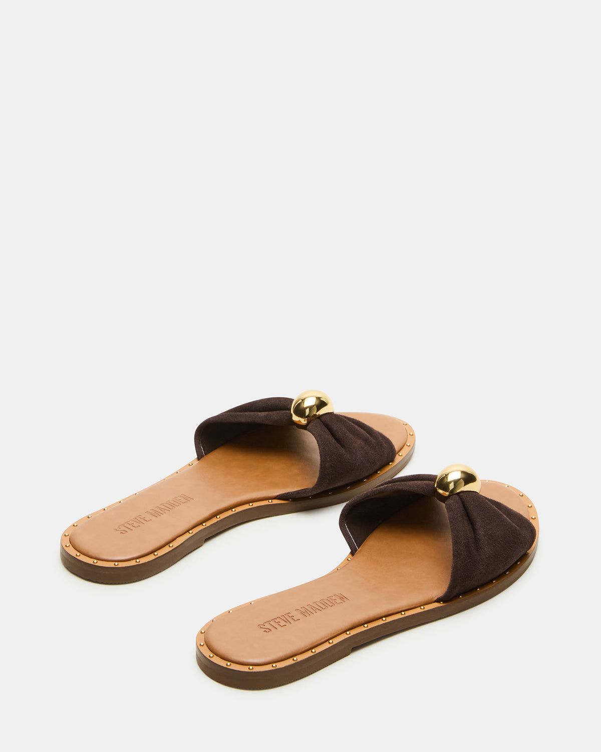 Steve Madden DIPSY Brown Suede Slide Rounded Toe Women's Sandal