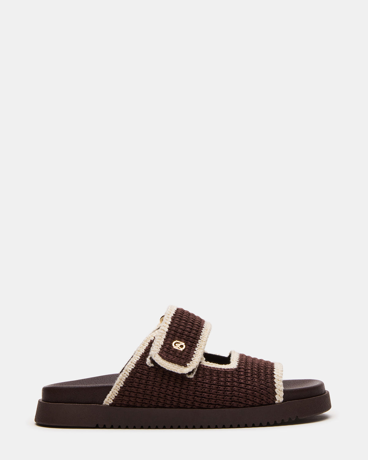 Steve Madden MAYSIE Brown Multi Woven Flatform Footbed Slide Women's Sandal