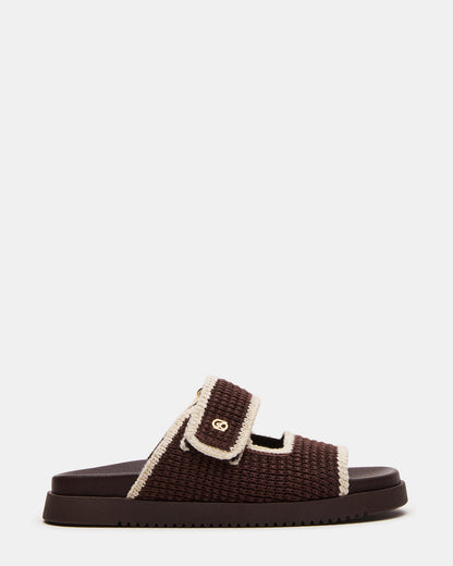 Steve Madden MAYSIE Brown Multi Woven Flatform Footbed Slide Women's Sandal