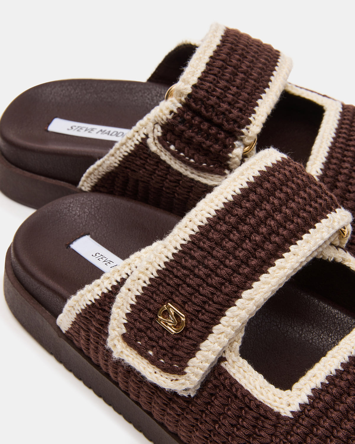 Steve Madden MAYSIE Brown Multi Woven Flatform Footbed Slide Women's Sandal