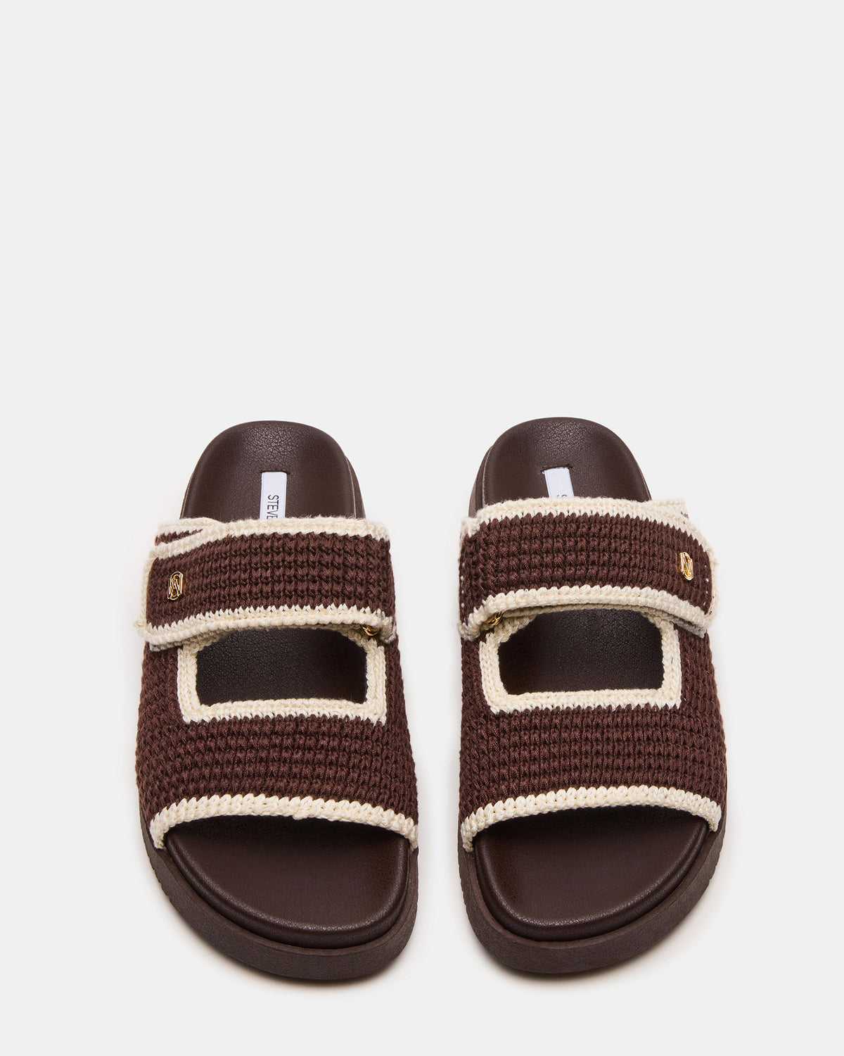 Steve Madden MAYSIE Brown Multi Woven Flatform Footbed Slide Women's Sandal