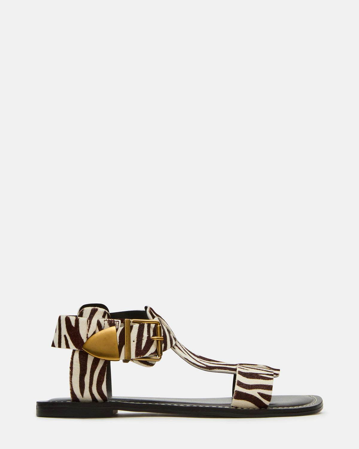 Steve Madden BRAZINN Zebra Strappy Flat Sandal Women's Sandal