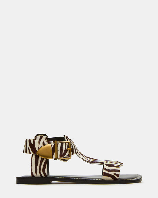 Steve Madden BRAZINN Zebra Strappy Flat Sandal Women's Sandal