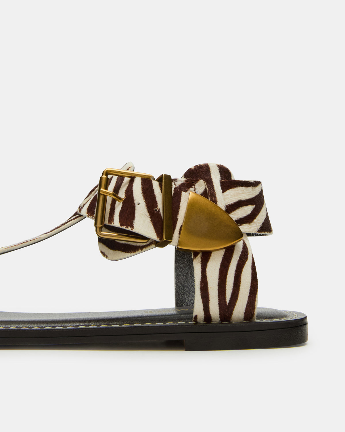 Steve Madden BRAZINN Zebra Strappy Flat Sandal Women's Sandal