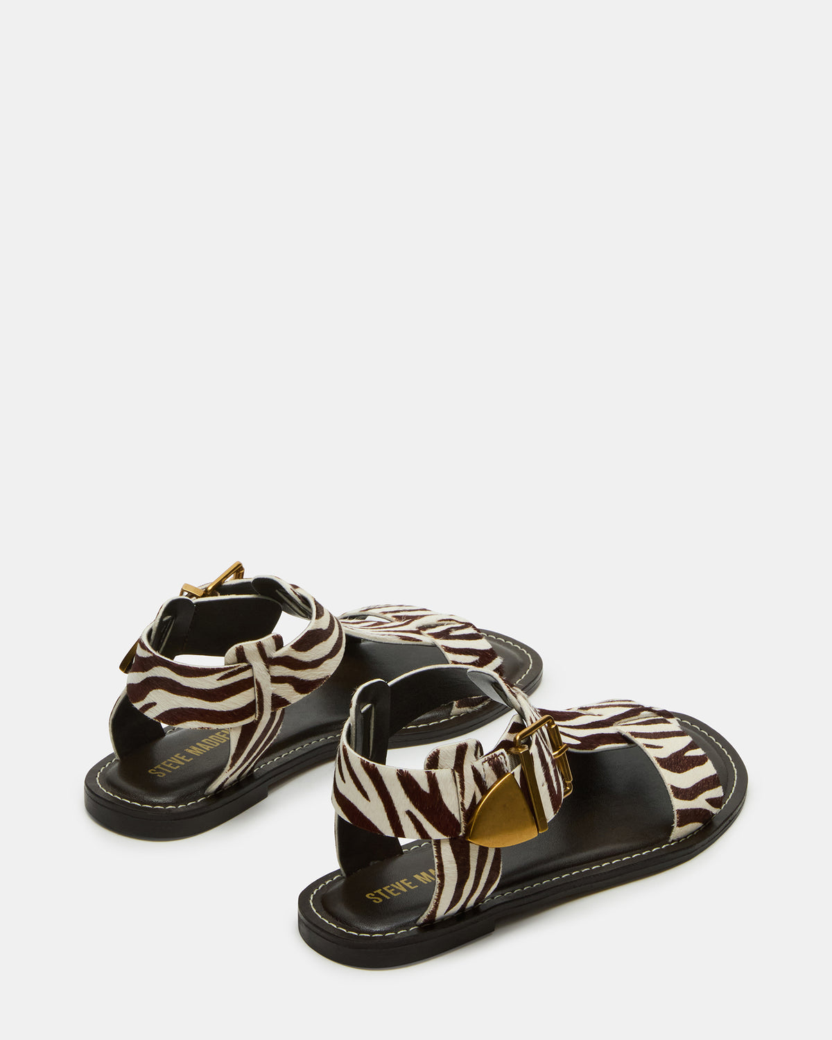Steve Madden BRAZINN Zebra Strappy Flat Sandal Women's Sandal
