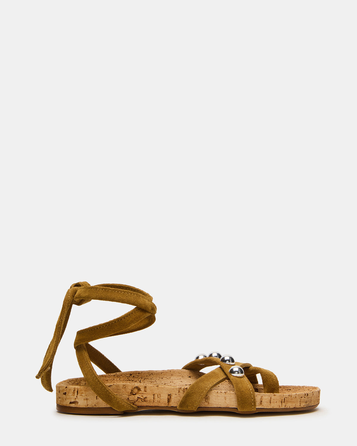 Steve Madden KELSO Olive Suede Flatform Strappy Studded Women's Sandal