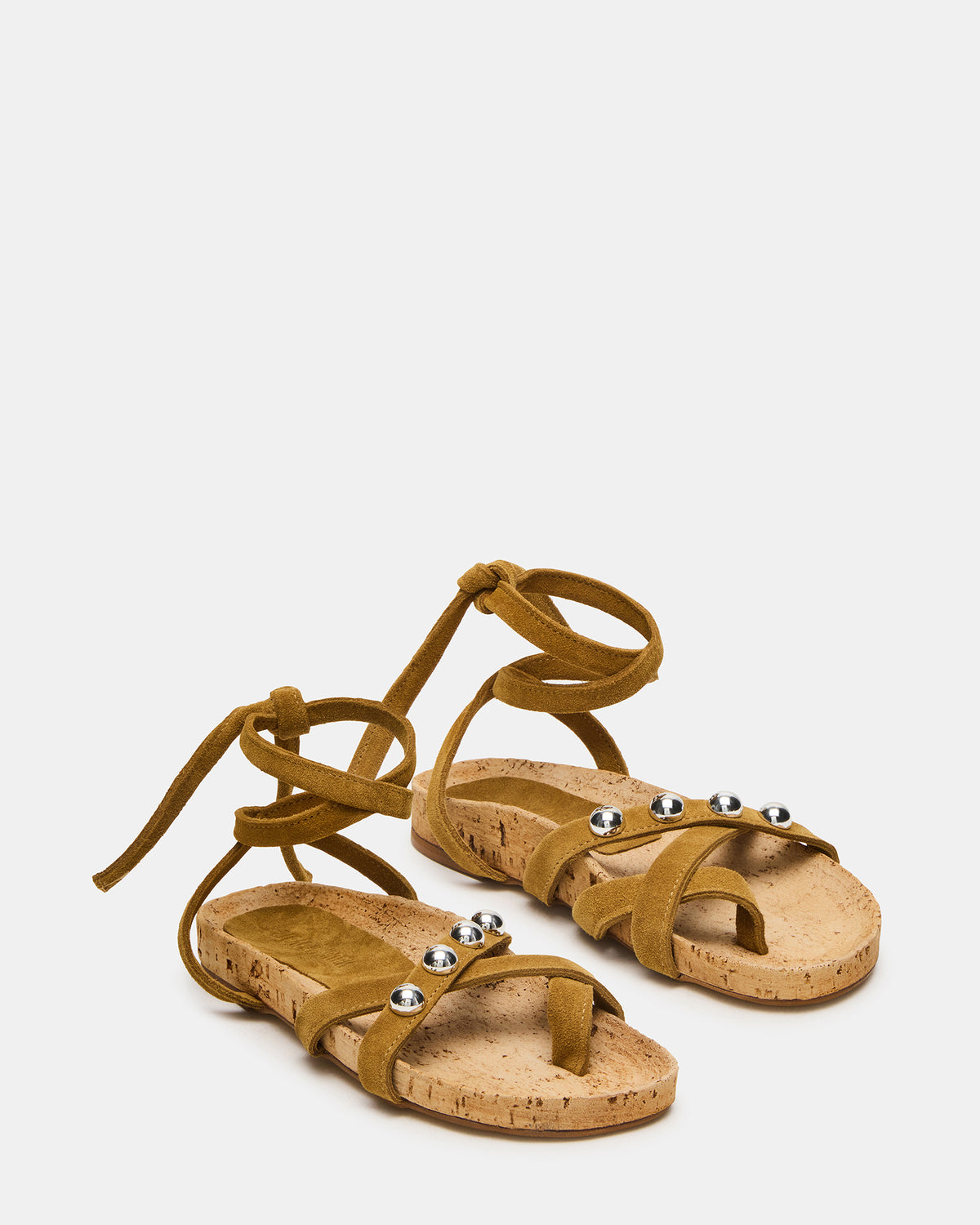 Steve Madden KELSO Olive Suede Flatform Strappy Studded Women's Sandal