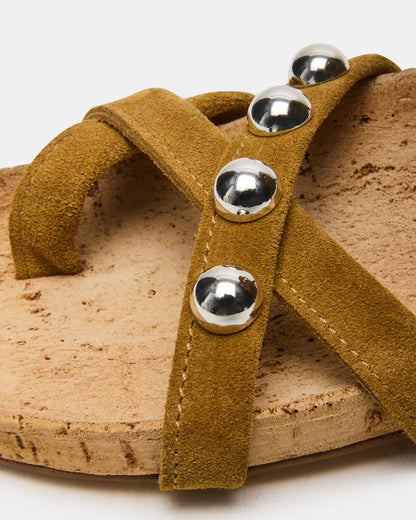 Steve Madden KELSO Olive Suede Flatform Strappy Studded Women's Sandal