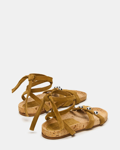 Steve Madden KELSO Olive Suede Flatform Strappy Studded Women's Sandal