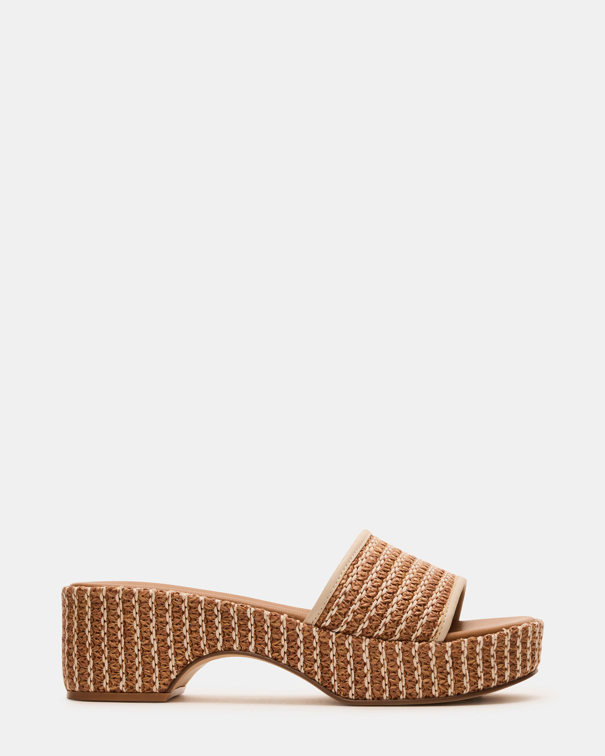 Steve Madden COSIMA Natural Platform Raffia Slide Women's Sandal