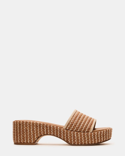 Steve Madden COSIMA Natural Platform Raffia Slide Women's Sandal
