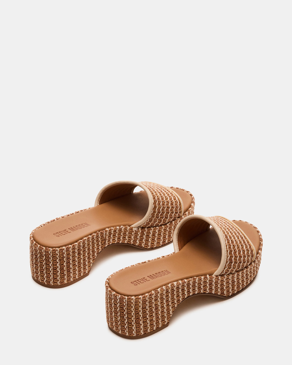 Steve Madden COSIMA Natural Platform Raffia Slide Women's Sandal