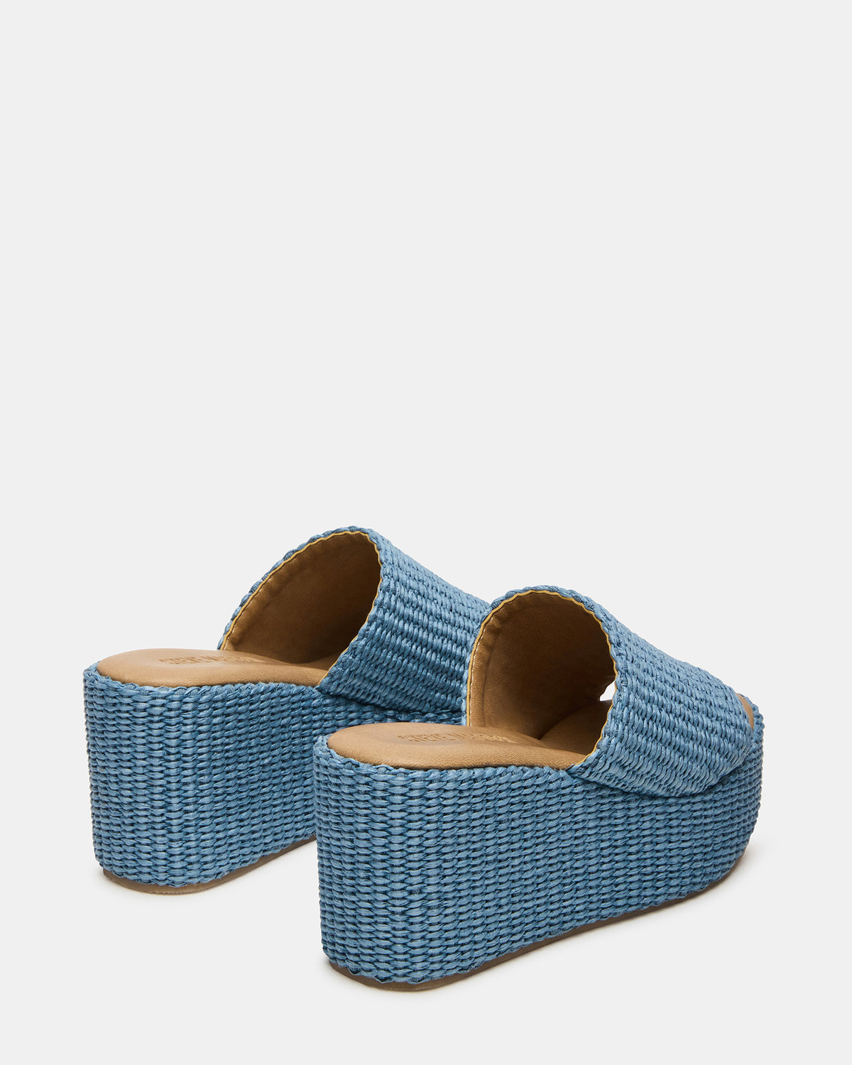 Steve Madden JETTY Blue Raffia Platform Wedge Women's Sandal