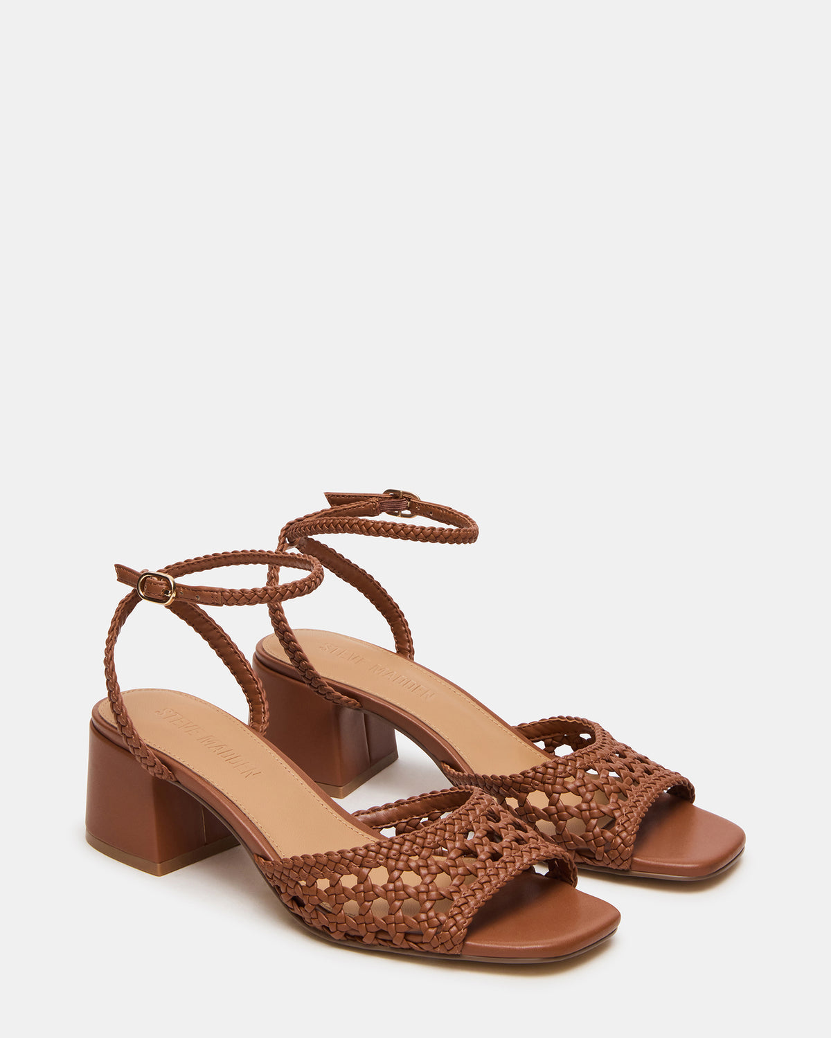 Steve Madden SOLEIL Tan Square-Toe Woven Women's Sandal