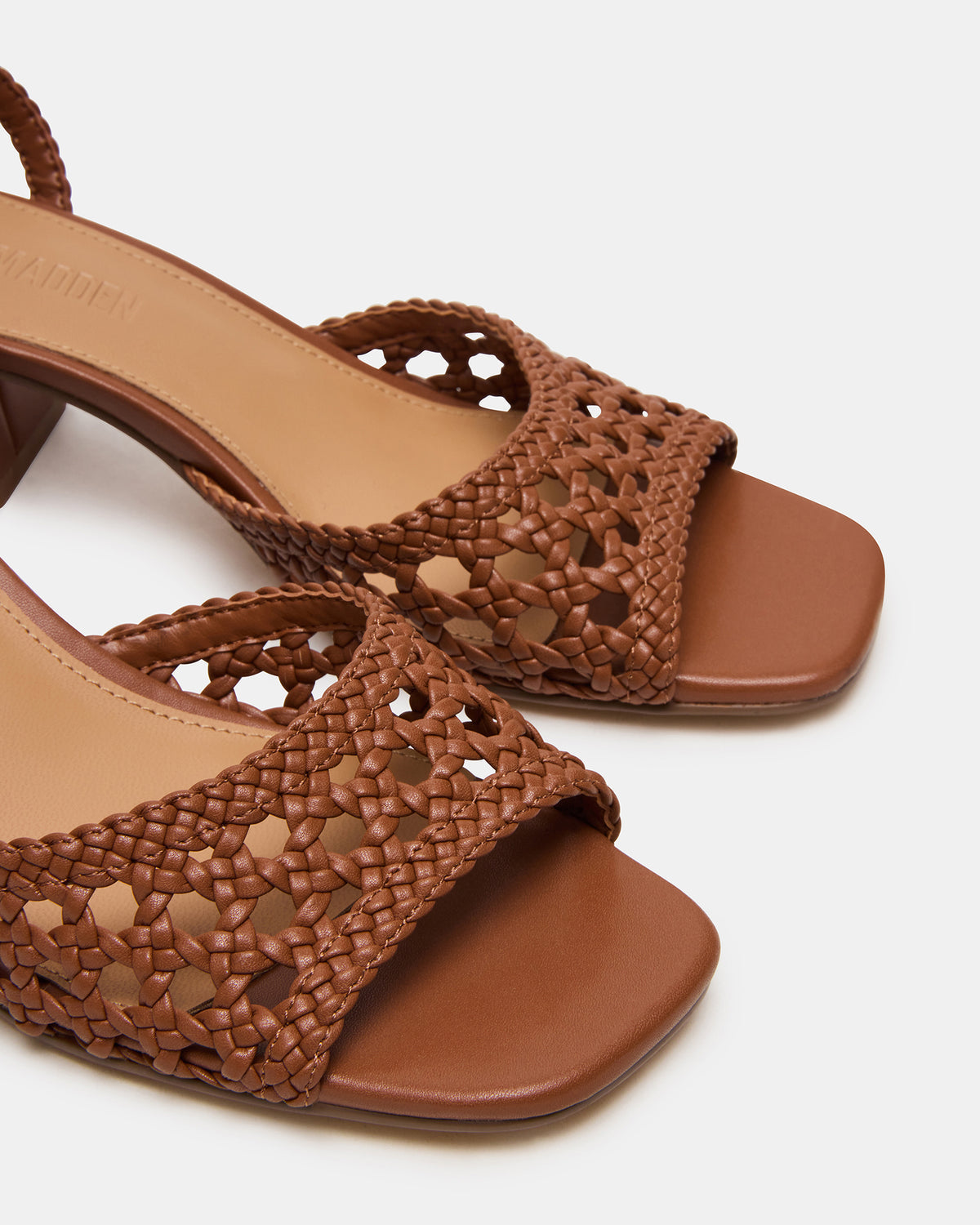 Steve Madden SOLEIL Tan Square-Toe Woven Women's Sandal