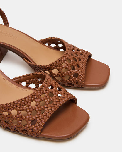 Steve Madden SOLEIL Tan Square-Toe Woven Women's Sandal