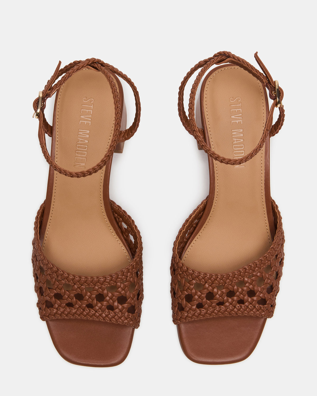 Steve Madden SOLEIL Tan Square-Toe Woven Women's Sandal