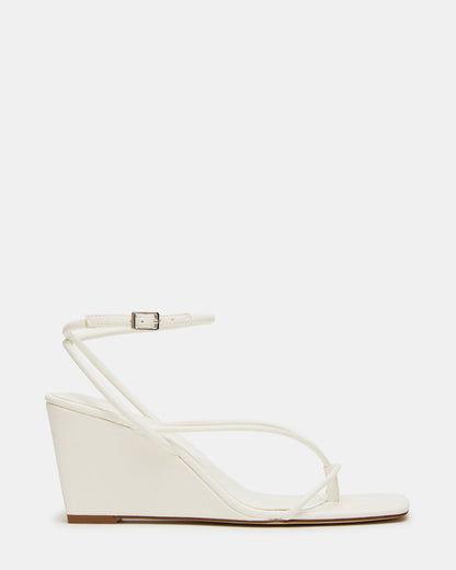 Steve Madden APPA White Square-Toe Strappy Wedge Women's Sandal