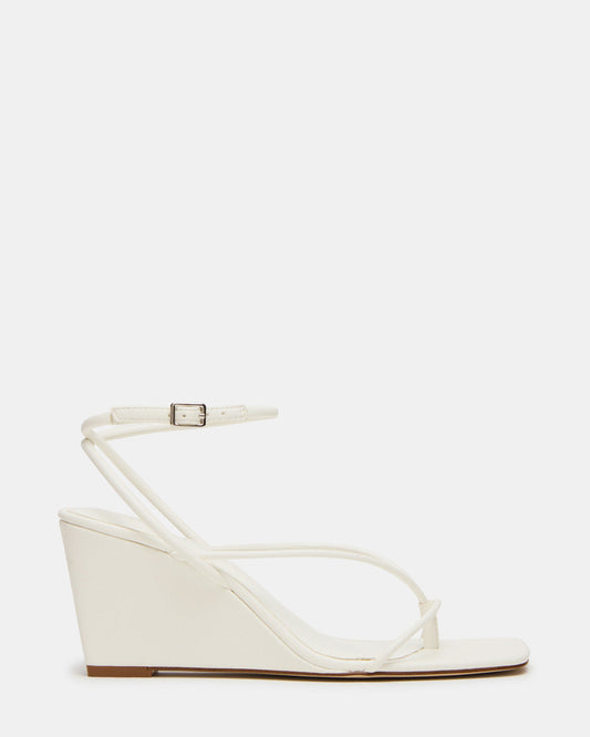 Steve Madden APPA White Square-Toe Strappy Wedge Women's Sandal