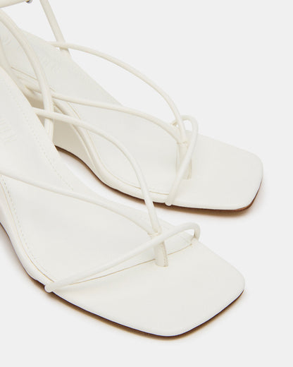 Steve Madden APPA White Square-Toe Strappy Wedge Women's Sandal
