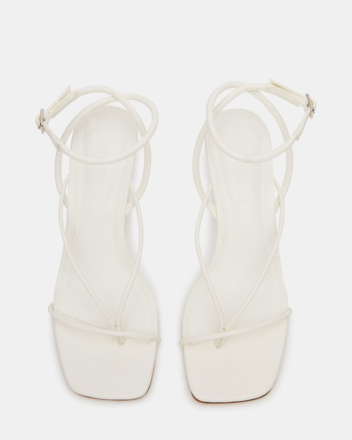 Steve Madden APPA White Square-Toe Strappy Wedge Women's Sandal