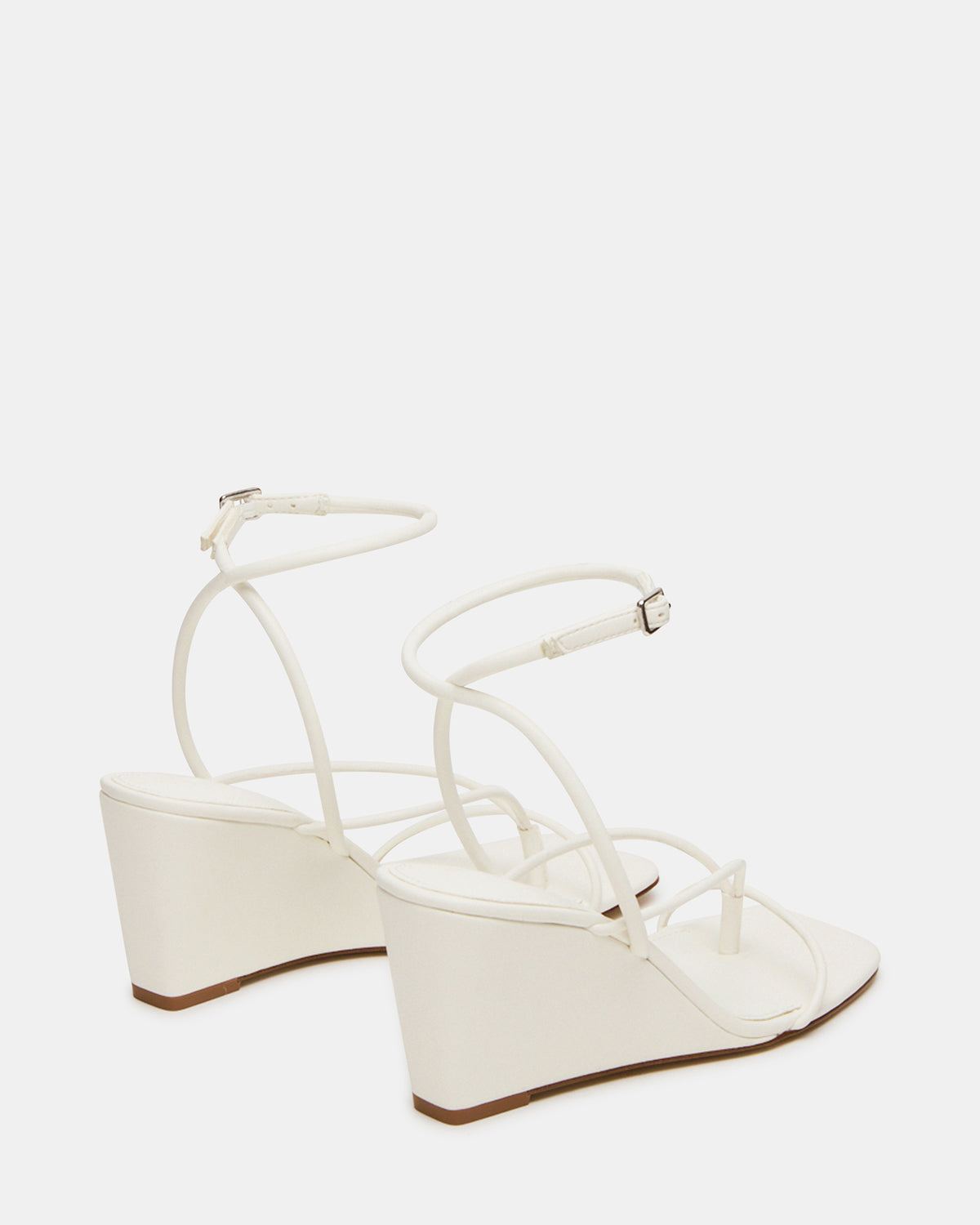 Steve Madden APPA White Square-Toe Strappy Wedge Women's Sandal