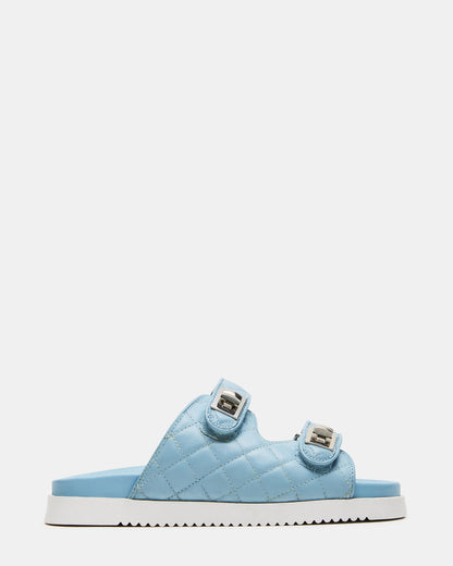 Steve Madden SCHMONA Blue Leather Quilted Slide | Women's Sandals