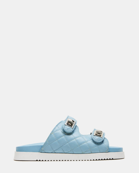 Steve Madden SCHMONA Blue Leather Quilted Slide | Women's Sandals