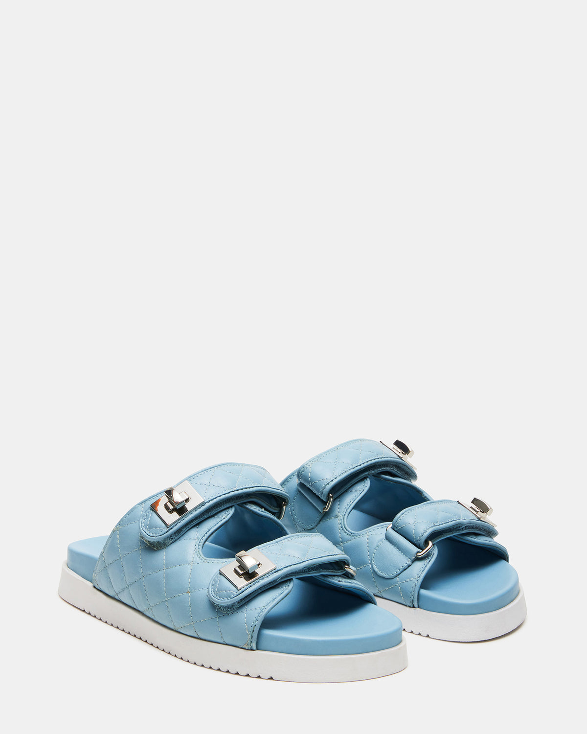 Steve Madden SCHMONA Blue Leather Quilted Slide | Women's Sandals