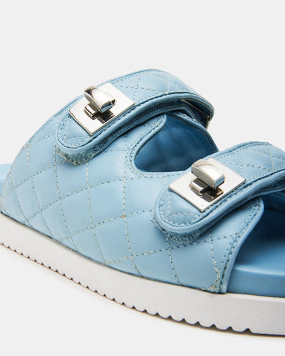 Steve Madden SCHMONA Blue Leather Quilted Slide | Women's Sandals