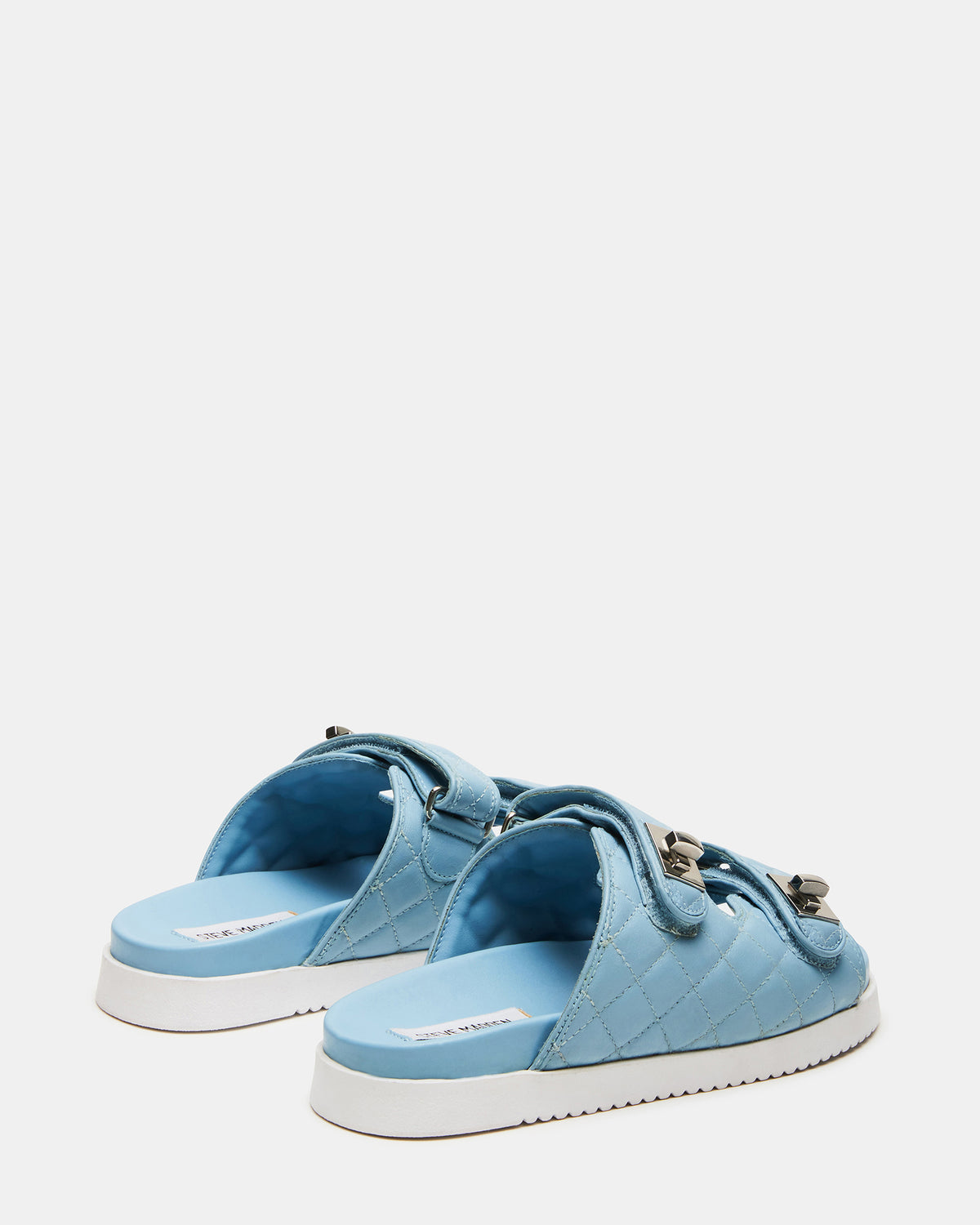 Steve Madden SCHMONA Blue Leather Quilted Slide | Women's Sandals