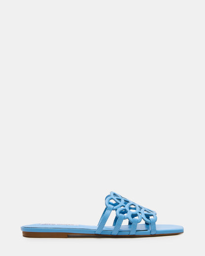 Steve Madden LOTUS Blue Leather Square-Toe Slide Women's Sandal