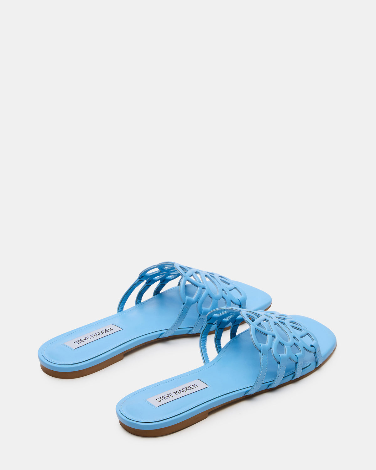 Steve Madden LOTUS Blue Leather Square-Toe Slide Women's Sandal