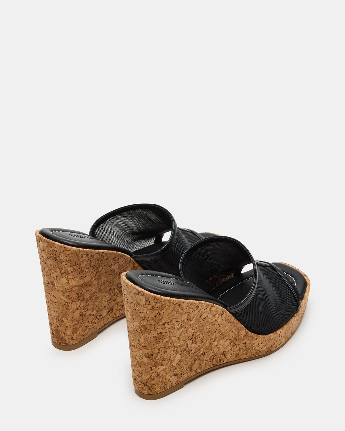Steve Madden CRUZ Black Square-Toe Platform Mesh Wedge Mule Women's Sandal