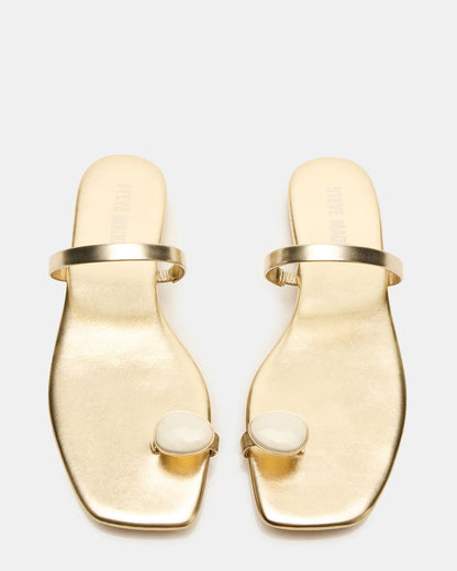 Steve Madden TAMARA Gold Flat Square-Toe Women's Sandal