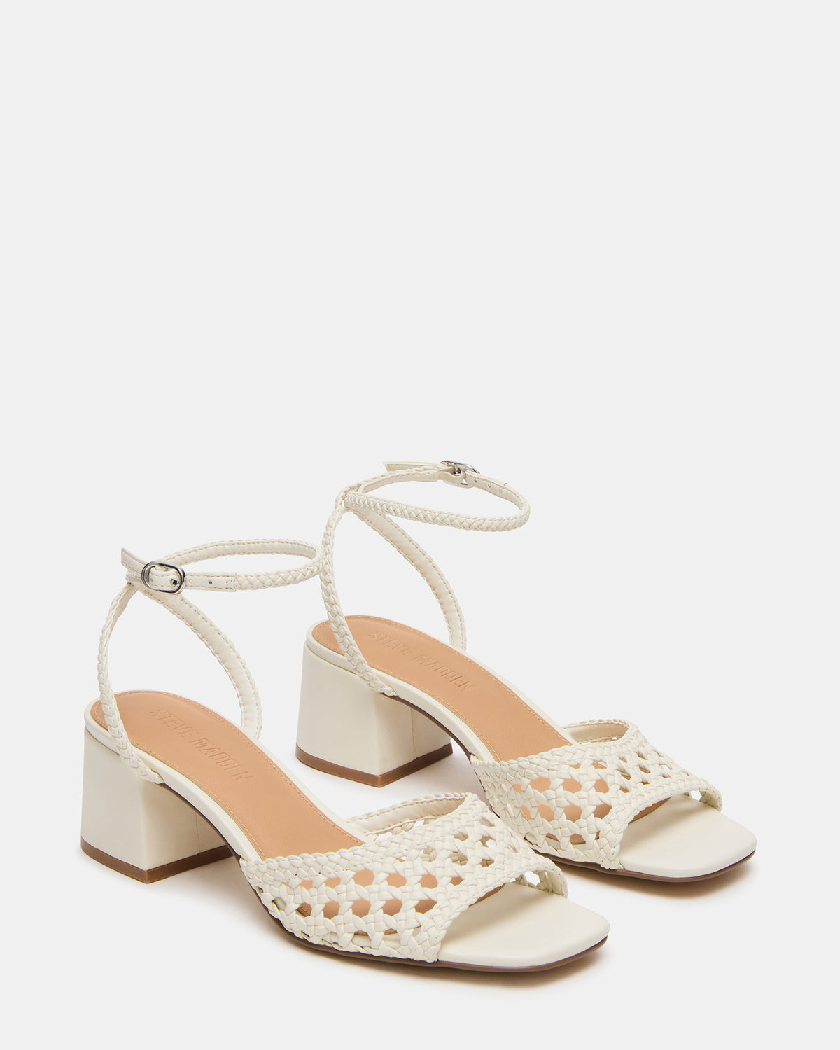 Steve Madden SOLEIL Bone Square-Toe Woven Women's Sandal
