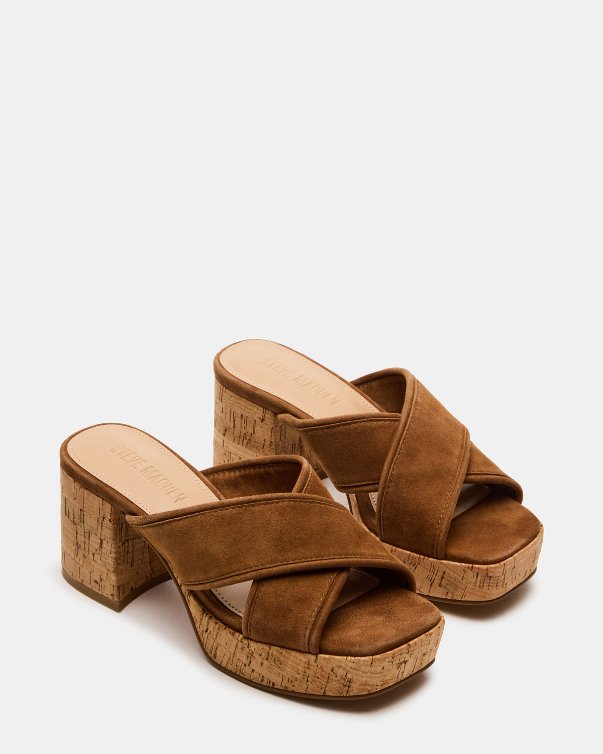 Steve Madden MARSDEN Chestnut Suede Women's Platform Square-Toe Mule Sandal