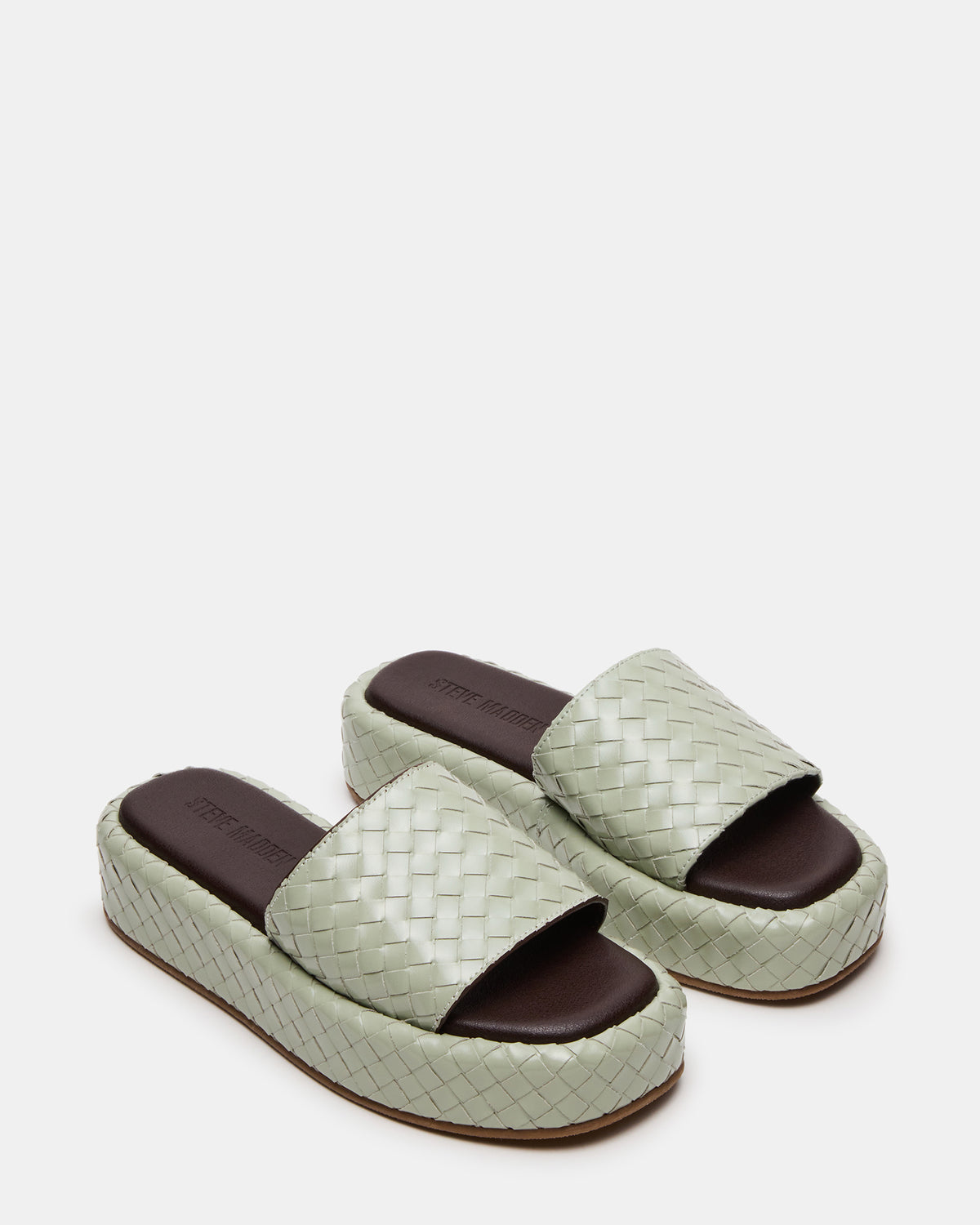 Steve Madden BEACHY Quilted Pistachio Platform Slide Women's Sandal