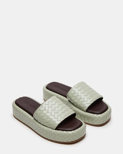 Steve Madden BEACHY Quilted Pistachio Platform Slide Women's Sandal